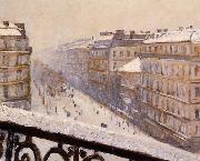 Gustave Caillebotte Boulevard Haussmann, effet de neige oil painting artist
